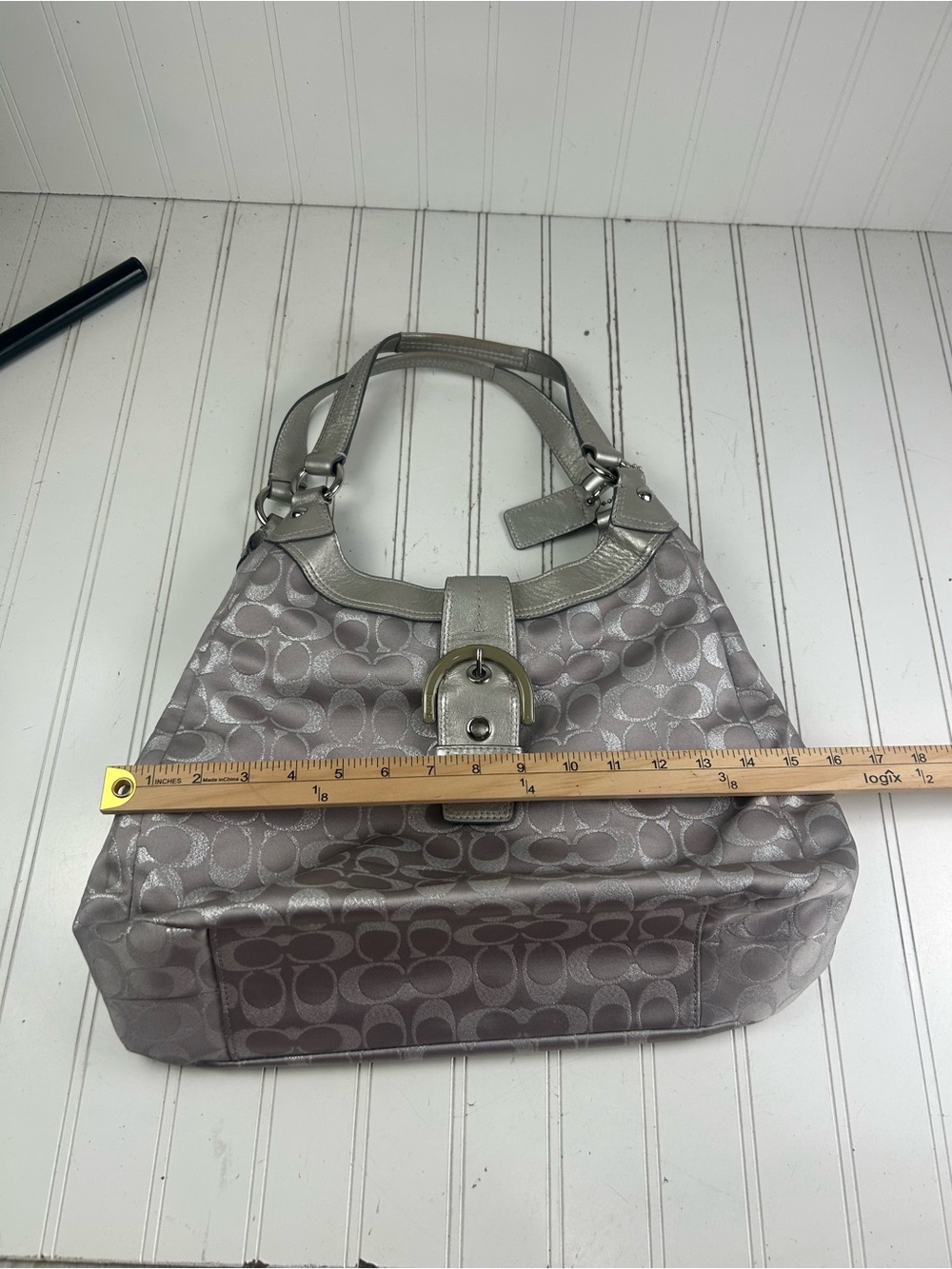 Coach Y2K Vintage Soho Signature Metallic Silver Sate… - Gem